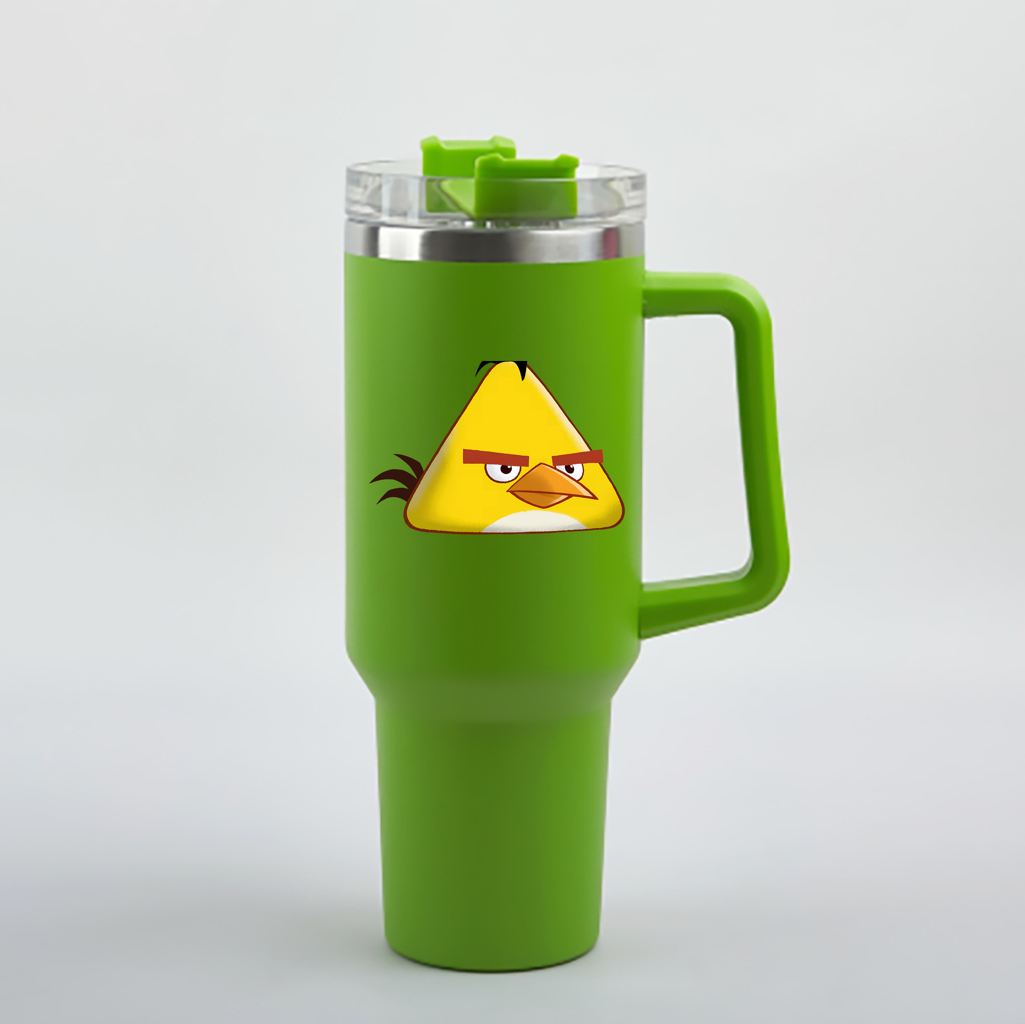 （画像用） Angry Birds アングリーバード 1200mL車用タンブラー - クリスタルステッカー（プラスチックストロー付き）